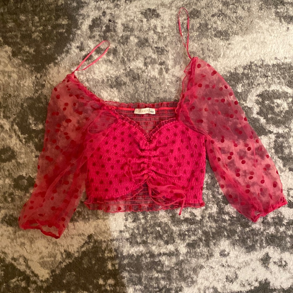 Pink Blouse with polka dots!! Size S